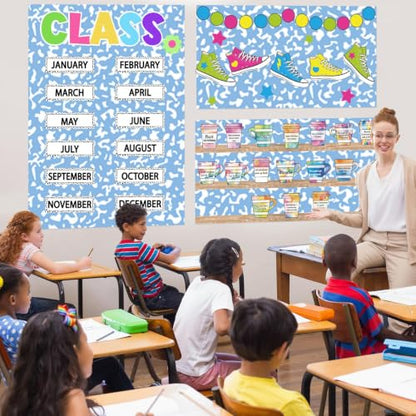Composition Blue Bulletin Board Paper Roll Blue Dot Bulletin Board Background Paper Fade Resistant Classroom Decoration Poster for Art Craft DIY Projects Home Office Wall Party Supplies 17.7in x 20ft - style: Composition Blue