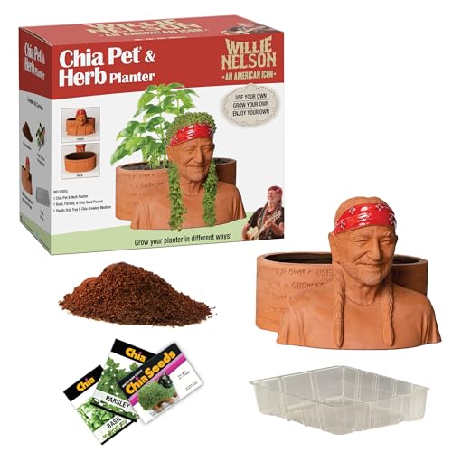 Chia Pet Willie Nelson Herb Garden Terracotta Planter with Seed Pack - style: Willie Nelson Herb Garden