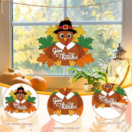 Sereliy 24 Pcs Thanksgiving Wreath Crafts Color Your Own Turkey Crafts - color: Turkey
