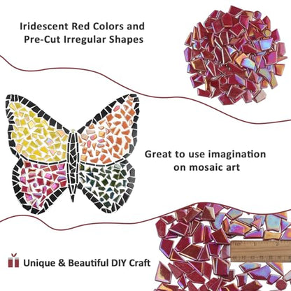 Youway Style 200g Iridescent Yellow Glass Mosaic Tiles for Crafs Bulk - color: Yellow, size: 200g