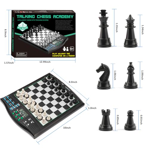 Talking Chess ACADEMY Electronic Chess Set, Magnetic Computer Chess Game with Interactive Teaching System for Beginners, Advanced AI for Improving Players, Perfect for Kids & Adults, Simple and Noble