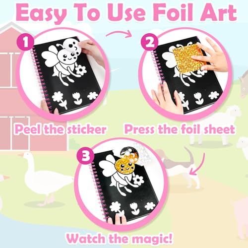 FUNNYB&G Foil Art Craft Kit for Kids, Sparkly Birthday Gift Toy for Girls - style: Insects