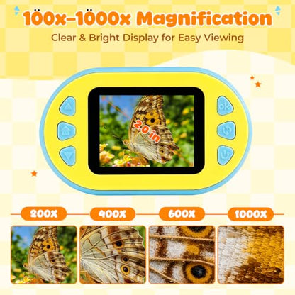 Handheld Microscope for Kids - HTVRONT 1000X Kids Microscope 2.0" HD Screen