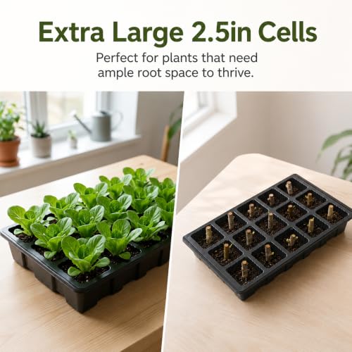 Gardzen 5 Pack Seed Starter Trays with Vented Domes 75 Cell Black - size: 15-Cell Black 5-Pack