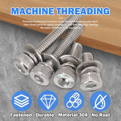 840Pcs M3 Self Tapping Screws Assortment Kit, 304 Stainless Steel Hex Washer Head Self Drilling Sheet Metal Screws, 4 Sizes (6mm, 10mm, 16mm, 20mm) for DIY - size: 3 mm, style: Hexagonal socket screw