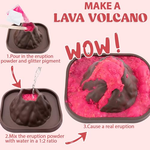 Valentines Gifts for Kids - 24 Pack Erupting Volcano Science Kit with Valentine's Cards, STEM Projects Educational Toys for Boys Girls Toddler Classroom Exchange School Activities Party Favors