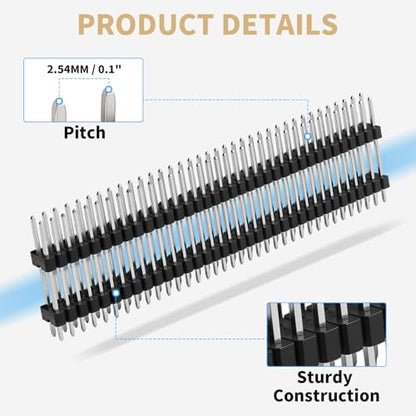 2x40 Pin Header Strip, 20mm, Double Row Header Pins Connector - size: 20mm Dual Row Plastic