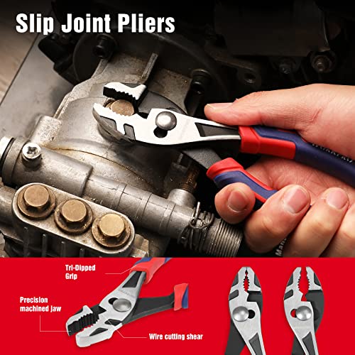 WORKPRO 4-Piece Pliers Set, Premium CR-V Construction Tool Set - color: Red