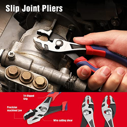 WORKPRO 4-Piece Pliers Set, Premium CR-V Construction Tool Set - color: Red