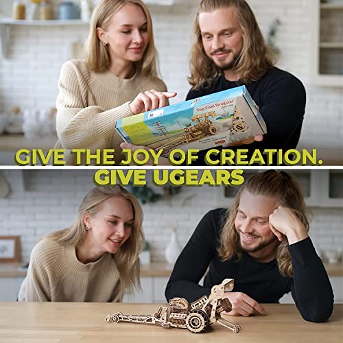 UGEARS Dragster Car Model Kit - Top Fuel Dragster Model Kits 3D Puzzle with Powerful Spring Motor - Drag Racing Model Car Kits 3D Puzzles for Self-Assembly - 3D Wooden Puzzles for Adults and Kids