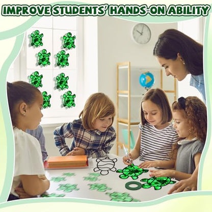 QOUBAI 32 Sets Turtle Suncatchers Craft Kit DIY Window Stained Glass Effect Sea Animals Paper Crafts for Home School Classroom Decoration Kid Ocean Sea Birthday Gift Creative Art Project Activity Game - style: Turtle