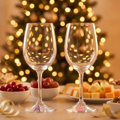 100 PCS Wine Charms for Stem Glasses Letters, 40PCS Wine Glass Charm Rings