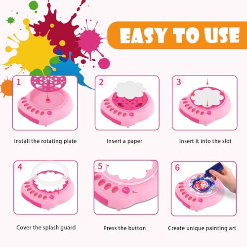 Spin Art Machine for Kids, Paint Spinner Arts & Crafts Kit for Ages 4-12 - color: Pink