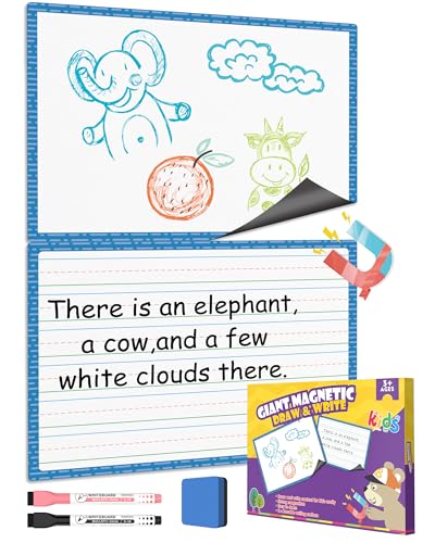 Gotoofun Giant Magnetic Draw & Write Paper, Dry Erase Handwriting Chart, Lined Paper for White Board Accessories, Classroom Teacher Must Haves, Elementary, Essential Homeschool Teaching Supplies - color: Draw & Write