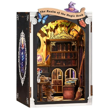 Book Nook Kit, DIY Dollhouse Miniature House with LED Bookshelf Decor Home Decor, 3D Wooden Puzzle Craft and Creative Gifts for Adults, Teens, Beginners (Magic Book) - style: Magic Book