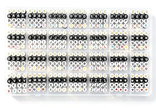 4 Styles 1000 PCS Letter Beads Kit, Alphabet Beads with Star and Heart Beads for Bracelets, DIY Jewelry Making and Craft