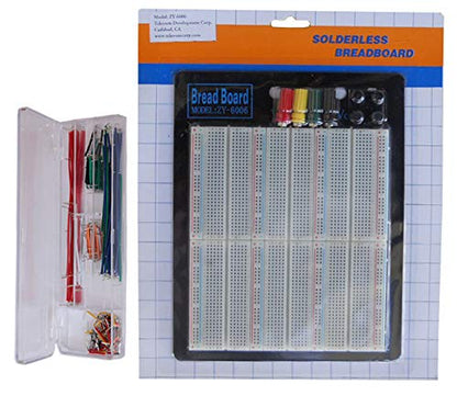 Tektrum Externally Powered Solderless 2200 Tie-Points Experiment Plug-In Breadboard with Aluminum Back Plate+ Pre-Formed Solid Jumper Wires for Proto Circuit – Build Circuit without Soldering
