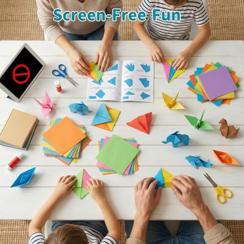 Koogel 250 Sheets Origami Paper Craft Kits, 6"x 6" with Origami Book
