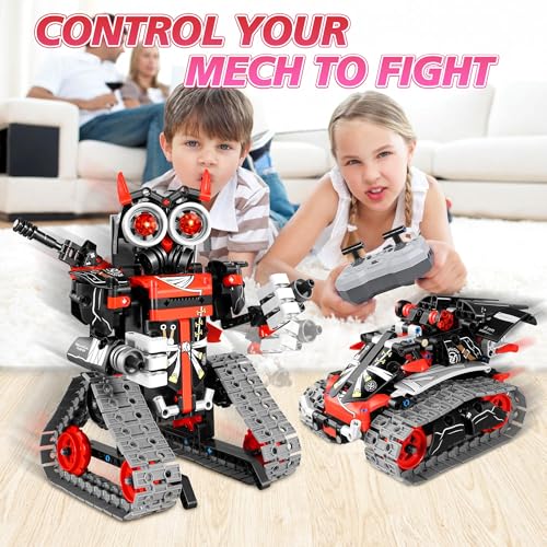 STEM Robot Building Kit for Boys 6-12, APP & Remote Control RC Toy for Kids Science LearningDIY Educational Gift Set for Age 6 7 8 9 10 11 12+ Boys & Girls - color: Red