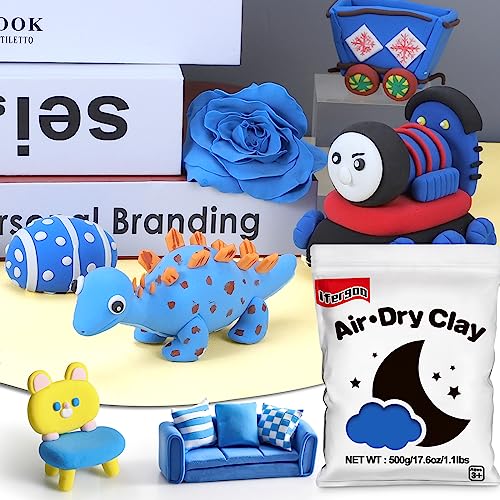 ifergoo 500g Blue Air Dry Clay, 1.1LBS DIY Creative Modeling Clay for Kids - color: Blue/500g