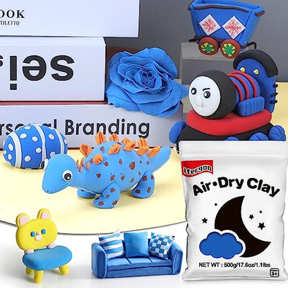 ifergoo 500g Blue Air Dry Clay, 1.1LBS DIY Creative Modeling Clay for Kids - color: Blue/500g