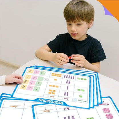 8 Packs Place Value Whiteboards, Double-Sided Dry-Erase Cards, Writable and Erasable Math Learning White Board for Kids, Students, Classroom and Home (Each Measures 12” x 9”) - color: Place Value Whiteboards-b