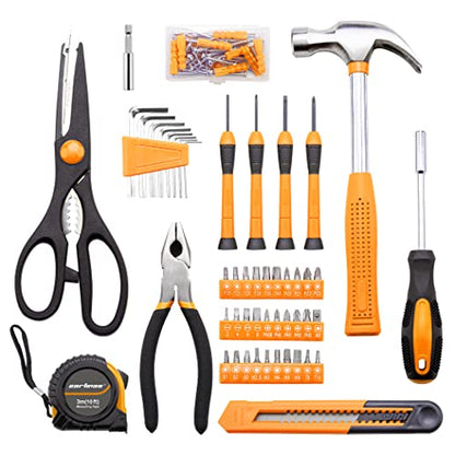 CARTMAN Complete Household Tool Set, Orange Hand Kit With Storage Case - color: Light Orange