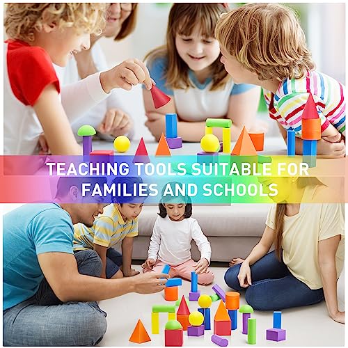 Wettarn 24 Pack 3D Shapes for Teaching Foam Geometric Solid Blocks
