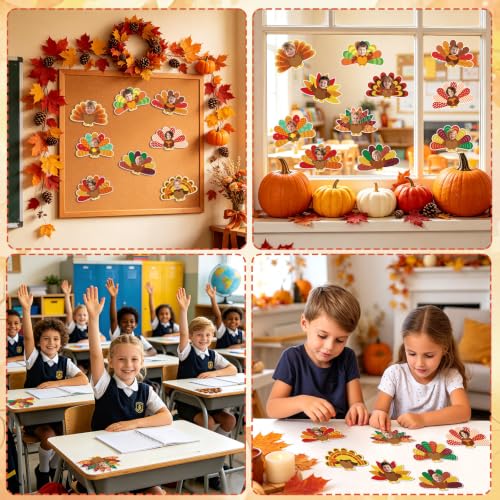 JUNEBRUSHS 60Pcs Turkey Cutouts Thanksgiving Bulletin Board Decorations - style: Turkey Style