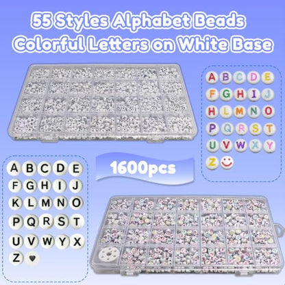 YMSDZHL Alphabet Beads A-Z 1900Pcs Letter Bead for Bracelet Jewelry Making - color: Black+Colorful,1900+PCS