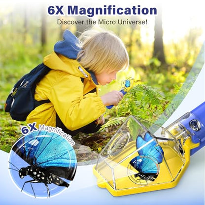 Bug Catcher for Kids with 6X Magnifier, STEM Educational Exploration Toys - color: Blue