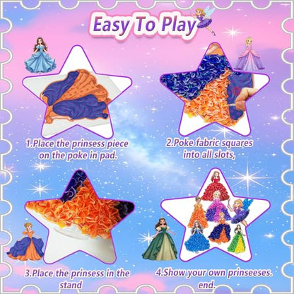 JRD&BS WINL Poke in Art Kit for Kids Toys Age 3-12 Year Old 3D Creative Princesses for Girls Birthday Gifts for 3 4 5 6 7 8 9Year Old Boy DIY Craft Art Kit for Teens Beginner Kids(Princesses) - style: princess