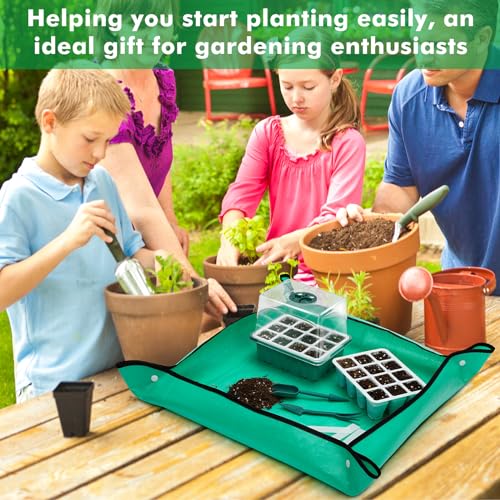 Hanaoyo Reusable Seed Starter Tray with 72 Soft Silicone Cells, 6 Pack Seed Starter Kit with Repotting Mat, Humidity Dome and High Lid, Germination Trays for Indoor Greenhouse Seed Starter - color: Blue-6 Pack