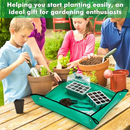 Hanaoyo Reusable Seed Starter Tray with 72 Soft Silicone Cells, 6 Pack Seed Starter Kit with Repotting Mat, Humidity Dome and High Lid, Germination Trays for Indoor Greenhouse Seed Starter - color: Blue-6 Pack