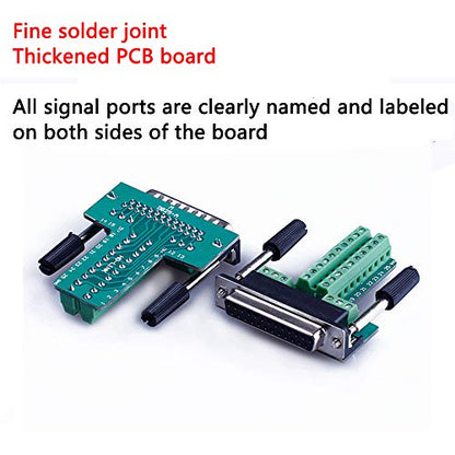 2PCS DB25 Solderless Serial to 25 pin Terminal Male Female Adapter - style: Male+Female