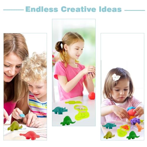 Unleash Creativity with 6 Unique Animal Molds Dough Toys Dough Accessories Set Whit 5 Bright Color .Ideal as a Gift for Kids Aged 3-4-8 Years
