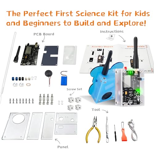 eUda+ STEM Walkie-Talkies Kit Building Toys for Boys Age 8-12-14-16-17+ Educational Games for Kids 8-12 Stem Kits for Kids Age 12-14 DIY Kits for Kids Teenage Girl Gifts (Assembly Version, RTC) - size: Assembly Version, Rec-Transparent Clear (RTC)