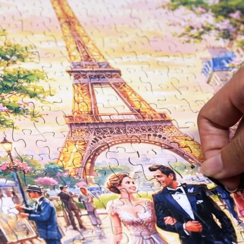 Think2Master Parisian Dream 1000 Pieces Large Format Jigsaw Puzzle: 13+, Teens, Adults & Families. Romantic European Getaway. French Cafe with Eiffel Tower at Sunset. Great Gift. Size: 26.8” X 18.9” - style: Parisian Dream
