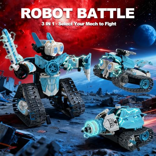 Robot Building Kit, Educational STEM Toys & Birthday Gifts for 6 7 8 9 10 11 12+ Year Old Boys Kids, 3 in 1 DIY Science RC Robotics Sets with APP and Remote Control Projects