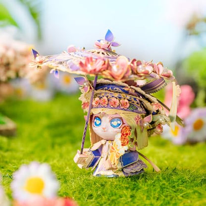 MU 3D Metal Puzzles for Adult Flower Lady Cat Figures Model Kitty Assembling, Metal Models Kits Miniature Building, Hobby Birthday New Year Gifts Home Desk Decor Collectibles - style: Flower Lady Kitty