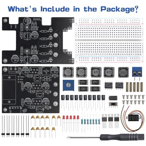 DIY Breadboard Power Supply Soldering Kit, PEMENOL Multi-Output LM2596 Power Module with 3.3V / 5V / 12V and Adjustable Output, Built-in Display and Switch for Electronics Projects, Labs and Makers