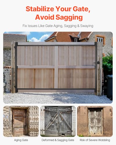 VEVOR Gate Building Kit, Fits 36 to 60 in Wide Openings, Up from 6 to 7 ft High Fence, Adjustable Gate Building Kit, Anti Sag Full Gate Frame Kit with Latch Lock and Screws, for Wooden Fence, Iron - size: 36"-60" wide openings, 6'-7' high