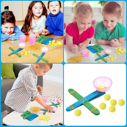 Foilswirl 36 Sets Stem Catapult Building Kit DIY Stick Catapults Craft Kits for Kids Classroom Educational and Learning Activities Camp Crafts Supplies(Light Color) - color: Light Color