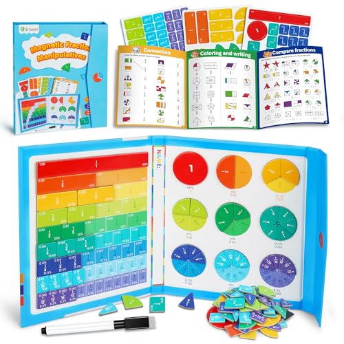 D-FantiX Magnetic Fraction Educational Puzzle, Fraction Manipulatives Book - color: Blue