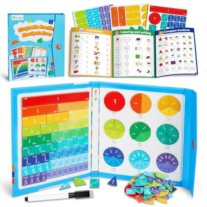D-FantiX Magnetic Fraction Educational Puzzle, Fraction Manipulatives Book - color: Blue