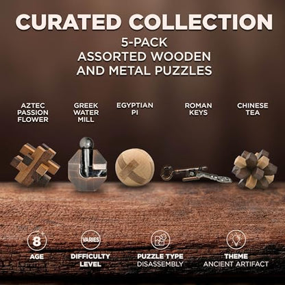 Project Genius True Genius CURATED Collection – Variety Pack, Assembly Puzzle, Disassembly Puzzle, Brain teasers, Adult Puzzle, Wooden and Metal Brain Teasers