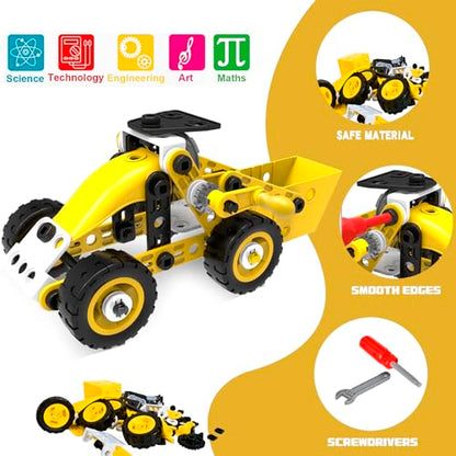 choopheme 10 in 1 Stem Toys for 5 6 7 8 9+ Year Old Building Block Kit Stem Activities Projects Boy Toys Age 4-8 5-7 6-8 8-10 Creative Set Educational Engineering Excavator Construction Birthday