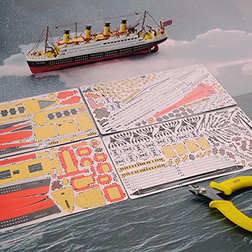 Piececool 3D Puzzles for Adults, Titanic Metal Ship Model Building Kits, Difficult Watercraft Cruise DIY Arts and Crafts Birthday Gifts for Men Women Couples Desk Decor - style: Titanic