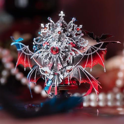 MU 3D Metal Puzzles for Adults Magnetic Interchangeable Cat Head Puzzle Vampire Dark Queen Kitty with 2 Base, Spooky Puzzle Metal Models Kits Building, DIY Sets Cat Lover Owner Gifts Collectibles - style: Vampire Queen