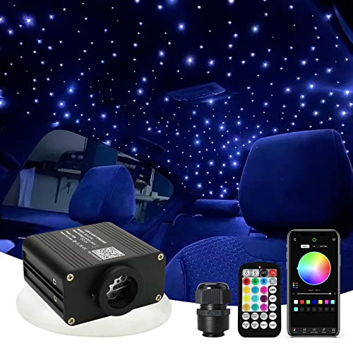 AMKI 16W Starlight Headliner Kit Twinkle+Sound Activated 200pcs 0.03in 6.5ft Cable End Glow Fiber Optic Light APP/Remote Control RGBW Starlight Box for Car Home Star Ceiling Decor - size: 200pcs*0.03in*6.5ft+Regular